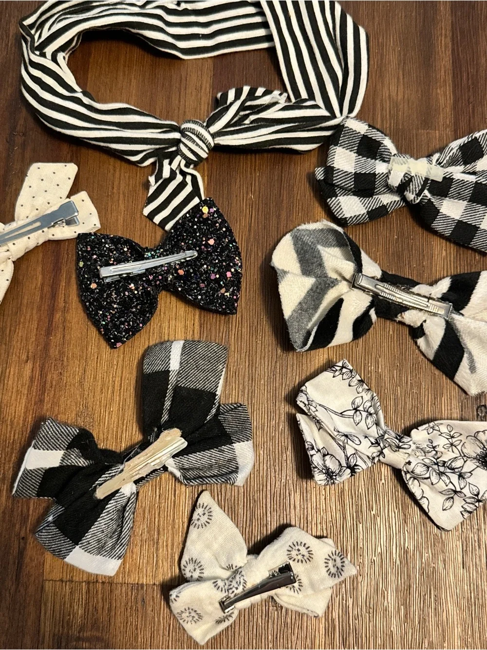 Black & White Boutique Bow Hair Set - Girls Hair Accessories Lot Bundle